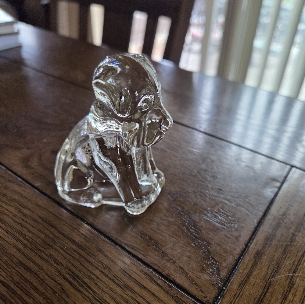 Vintage 1940s Federal Glass "Mopey Dog" Clear Glass Candy Holder